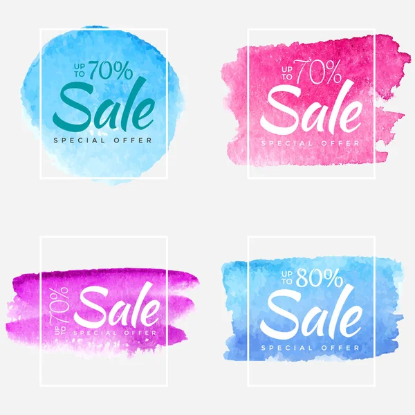 Venta final acuarela pintura abstracta textura banner plantilla. Diseño para una tienda y tiendas banners . — Vector de stock