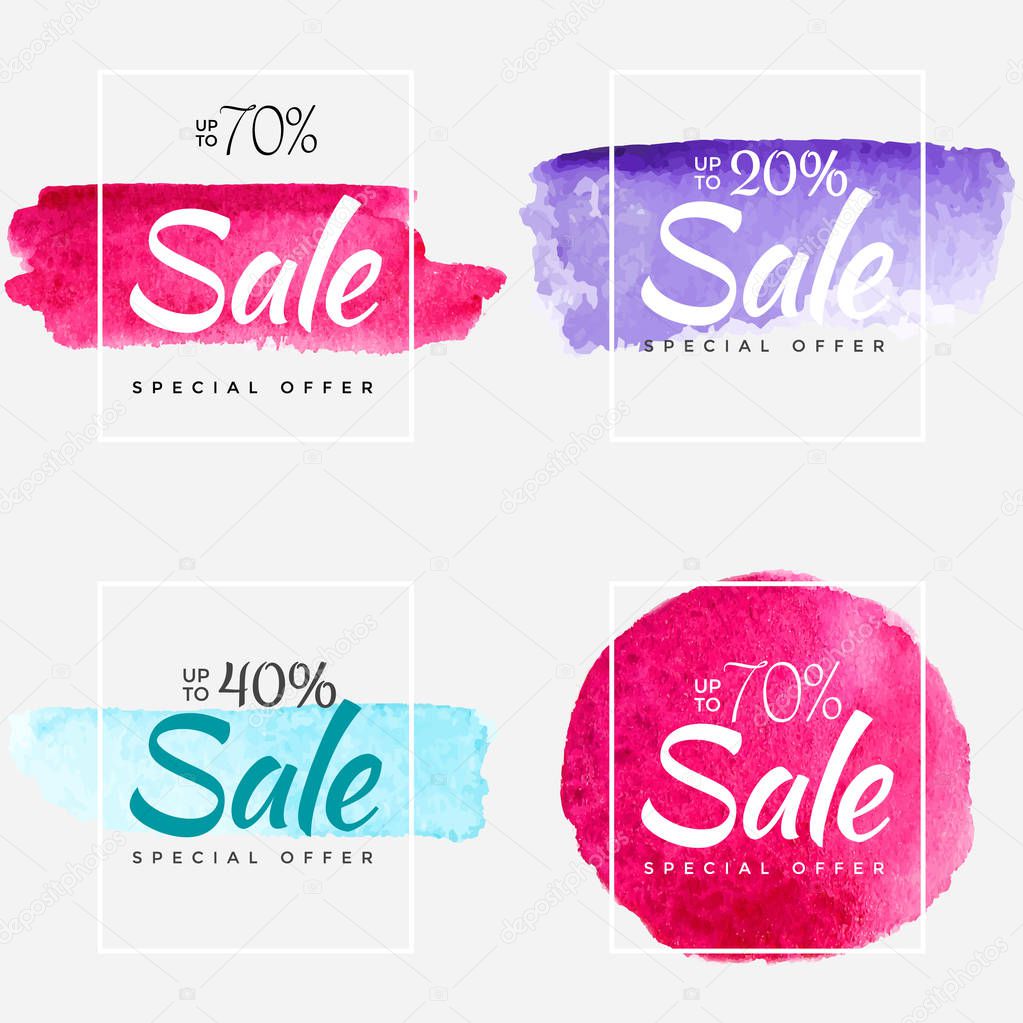 Final sale watercolor paint abstract textured banner template. Design for a shop and stores banners