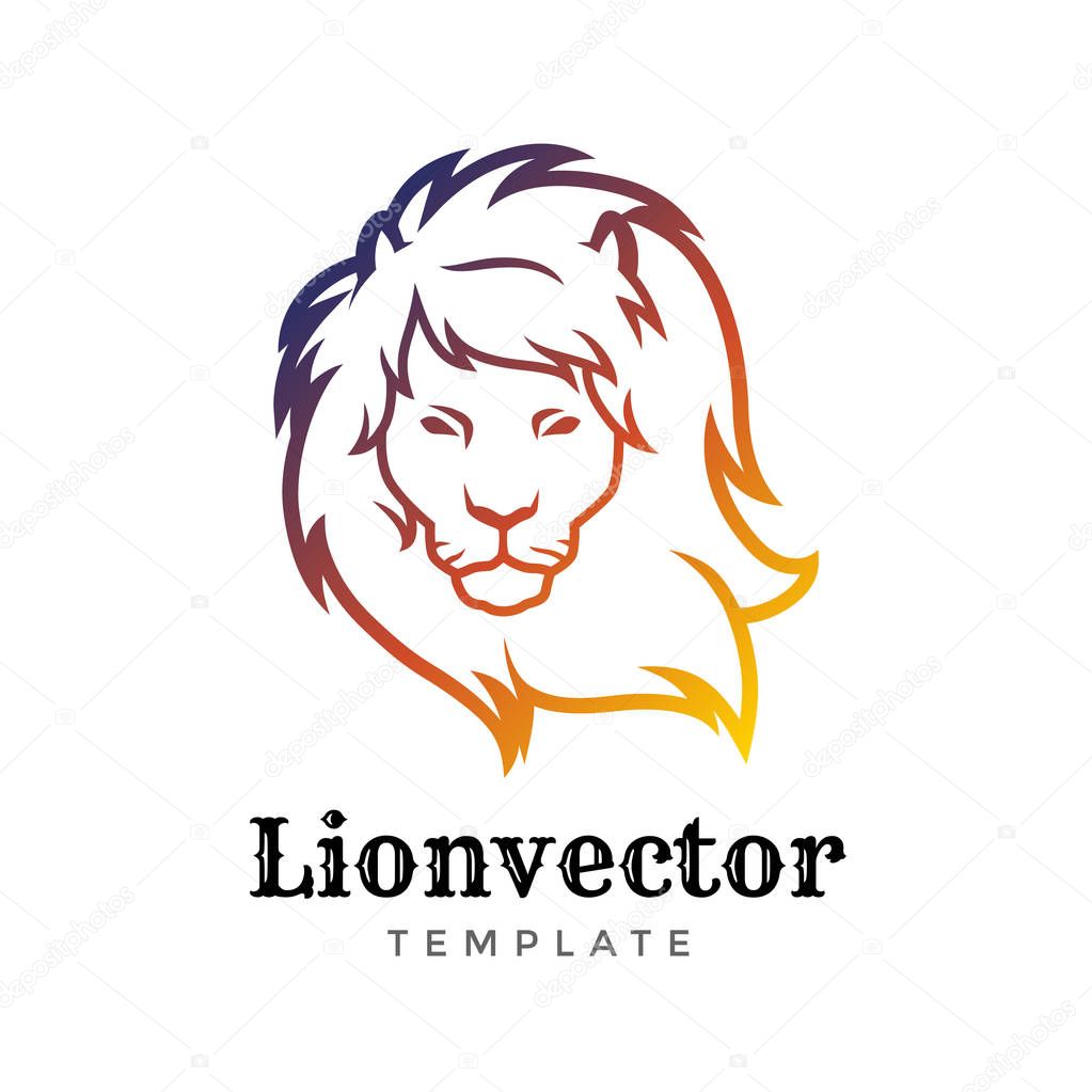 Lion shield logo design template. Lion head logo. Element for the brand identity, vector illustration