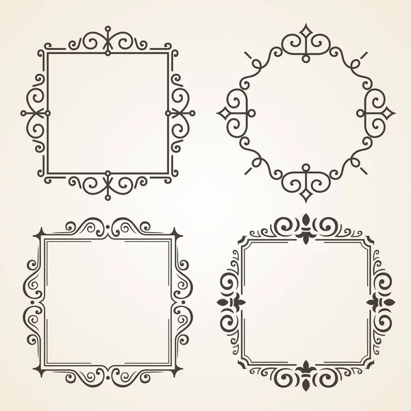 Set of Victorian Vintage Decorations Elements and Frames. Flourishes Calligraphic Ornaments and Frames. Retro Style Frame Collection for Invitations, Posters, Placards, Logos — Stock Vector