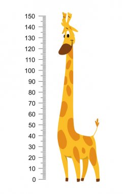 Zürafa metre duvar veya yükseklik grafik vektör illüstrasyon.