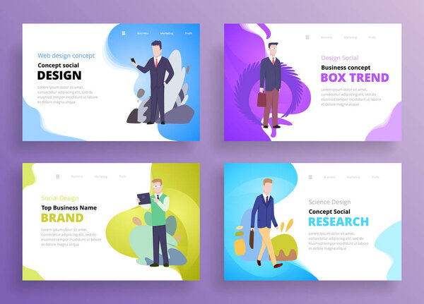 Шаблоны презентаций или изображения баннеров героев для веб-сайтов или приложений. Иллюстрации бизнес-концепции. Современный плоский стиль
.