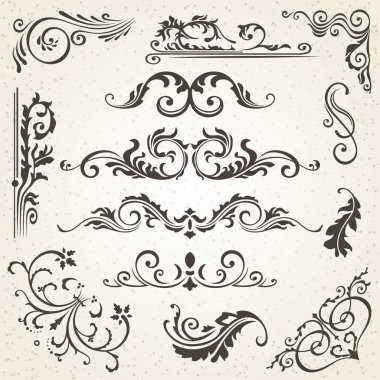 Kaligrafi tasarım öğeleri ve sayfa dekorasyon. Vektör düzeninizi süslemek için ayarla