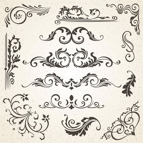 Calligraphic design elements and page decoration. Vector set to embellish your layout — Stock Vector