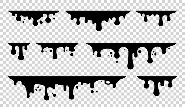 Paint dripping. Dripping liquid. Paint flows. Current paint, stains. Current drops. Current inks. Vector illustration. Color easy to edit. Transparent background. — Stock Vector