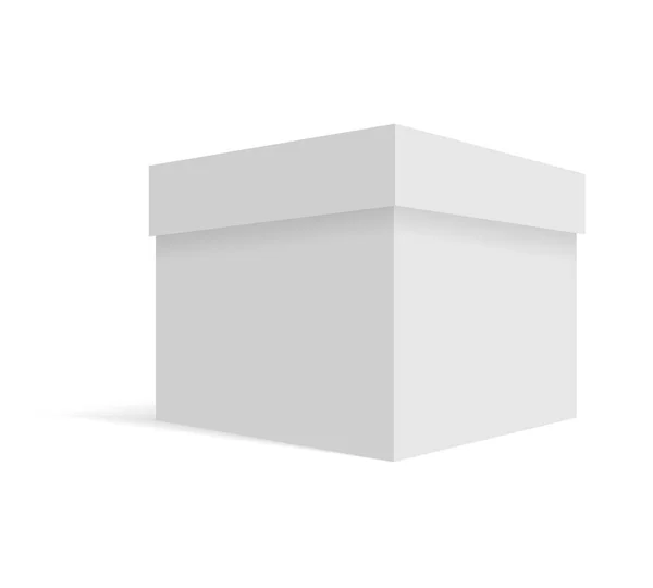 Caja de cartón blanco en blanco. Plantilla vectorial. Cuadro de cartón maqueta, paquete y contenedor ilustración . — Vector de stock