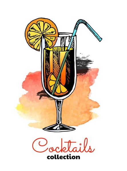 Illustration dessinée à la main de cocktail orange. Collecte vectorielle . — Image vectorielle