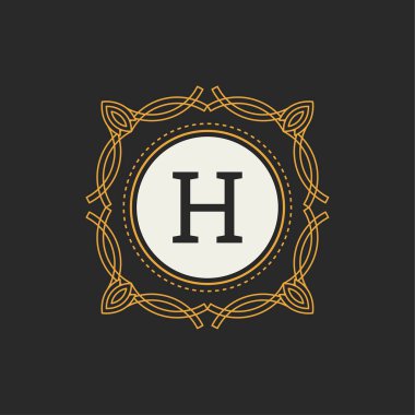 Çiçek monogram. Klasik süsleme. Klasik tasarım öğeleri için düğün davetiyeleri.