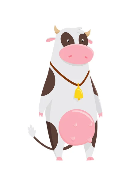 Caráter engraçado do cartoon da vaca, ilustrarion feliz do vetor da vaca, modelo do logotipo . —  Vetores de Stock