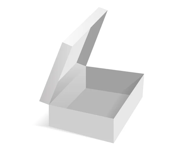 İzometrik açık karton kutu ambalaj şablonu izole, vektör illüstrasyon tasarımı. — Stok Vektör