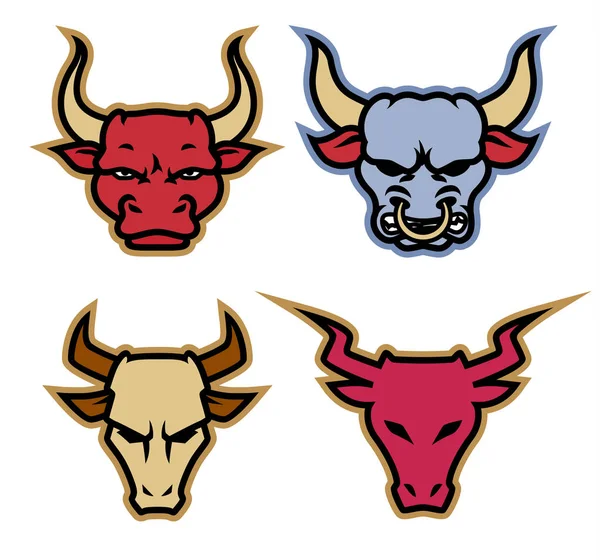 Hoofd Bull logo pictogram ontwerpen met ketting op de nek vector. — Stockvector