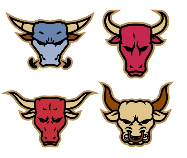 Hoofd Bull logo pictogram ontwerpen met ketting op de nek vector. — Stockvector