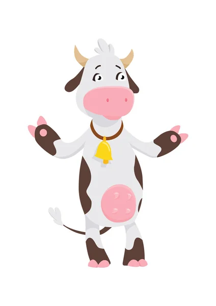 Funny cow cartoon character, happy cow vector illustrarion, logo template. — Stock Vector
