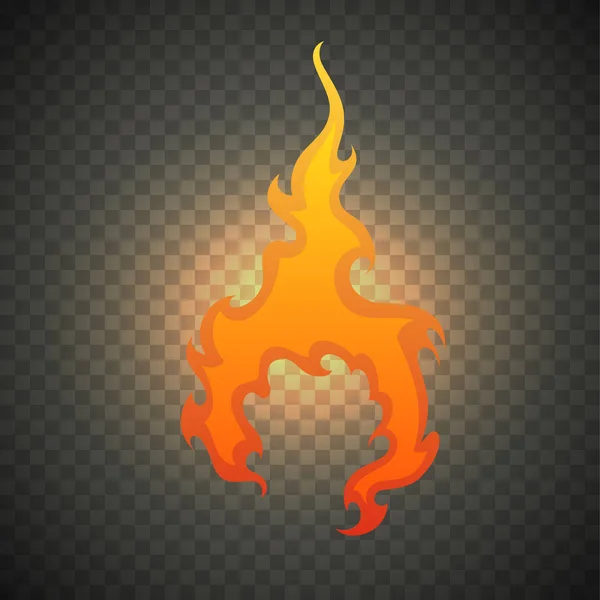 Realistic fire flames isolated on transparent background. Special burning light effect with sparks for design and decoration. Vector Illustration. — Stock Vector