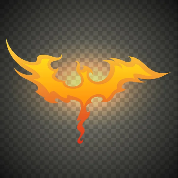 Firebird Phoenix. Realistische vuur vlammen geïsoleerd op transparante achtergrond. Speciaal brandend lichteffect met vonken voor design en decoratie. — Stockvector