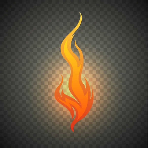 Реалістичне вогняне полум'я ізольоване на прозорому фоні. Особливий ефект палаючого світла з іскрами для дизайну та оздоблення. Векторна ілюстрація . — стоковий вектор