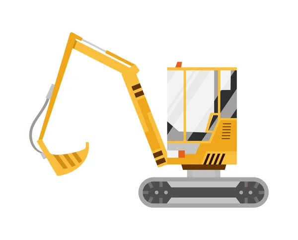 Escavadora amarela. Isolado em fundo branco. Equipamento especial. Máquinas de construção. Ilustração vetorial. — Vetor de Stock