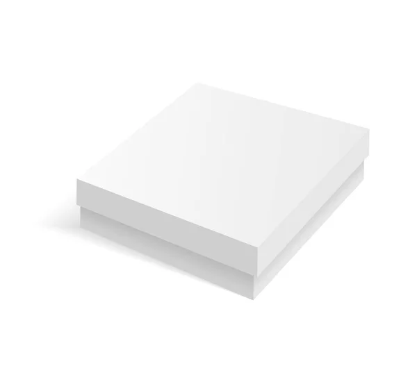 Caja de cartón blanco en blanco. Plantilla vectorial. Cuadro de cartón maqueta, paquete y contenedor ilustración . — Vector de stock