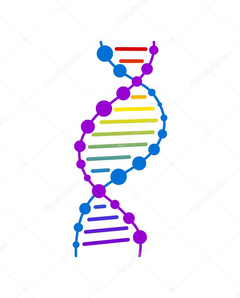 Abstract DNA strand symbol. Isolated on white background. Vector concept illustration