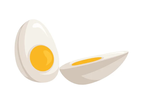 Set of fresh boiled eggs including slices, half cut pieces in flat style. Simple easy breakfast. Cooked food icon collection. Vector illustration. — Stock Vector