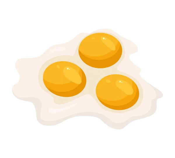 Τηγανητά αυγά απομονωμένα σε λευκό φόντο. Τηγανητά αυγά με επίπεδη εικόνα. Τηγανητά αυγά κοντινό. — Διανυσματικό Αρχείο