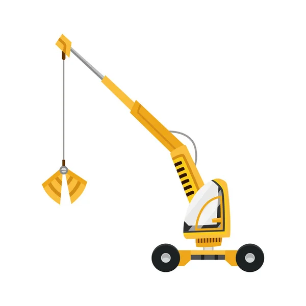 Yellow excavator. Isolated on white background. Special equipment. Construction machinery. Vector illustration. — Stock Vector