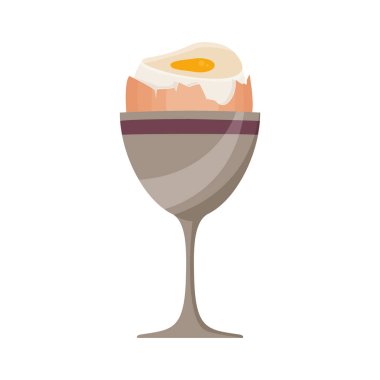 Standda haşlanmış yumurta. Beyaz arka planda vektör çizimi.