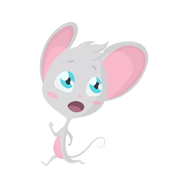 Linda carrera de ratón gris. Vector Ilustraciones de stock aislado Emoji carácter dibujos animados pegatinas del ratón emoticono con emoción, situación y pose . — Vector de stock