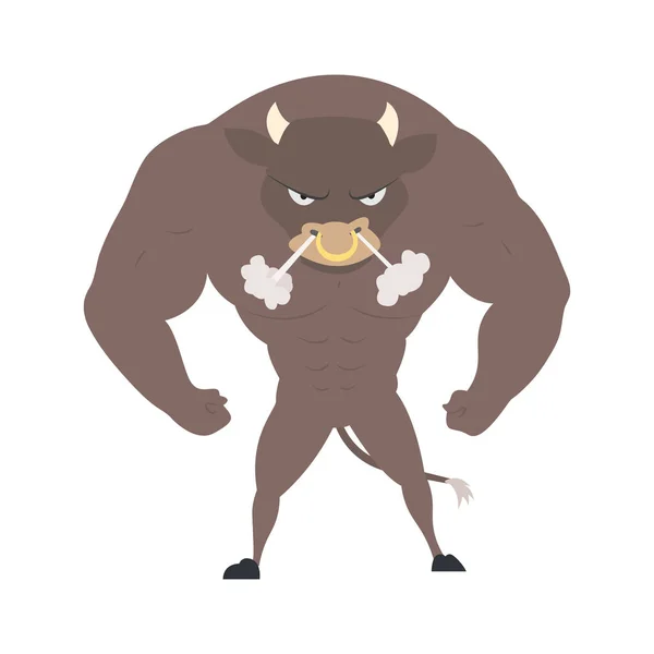 Toro salvaje. Una ilustración vectorial de dibujos animados de animales salvajes . — Vector de stock