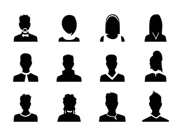 Set vector mannen en vrouwen met zakelijke avatar profielafbeelding. Avatars silhouet — Stockvector