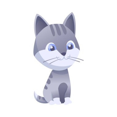 Kitty vektör çizimi. Ev kedisi yerinde ve hareketli. Kedi oturur..