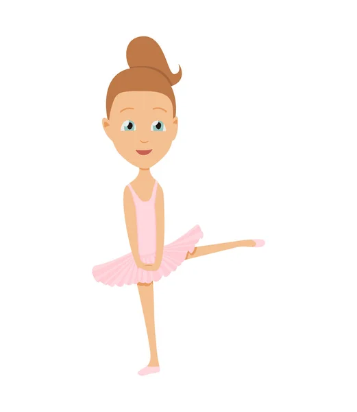 Vector χαριτωμένος μικρή μπαλαρίνα χορεύει. Διάνυσμα κορίτσι μπαλαρίνα με ροζ φόρεμα. Εικονογράφηση διάνυσμα μπαλαρίνα. — Διανυσματικό Αρχείο