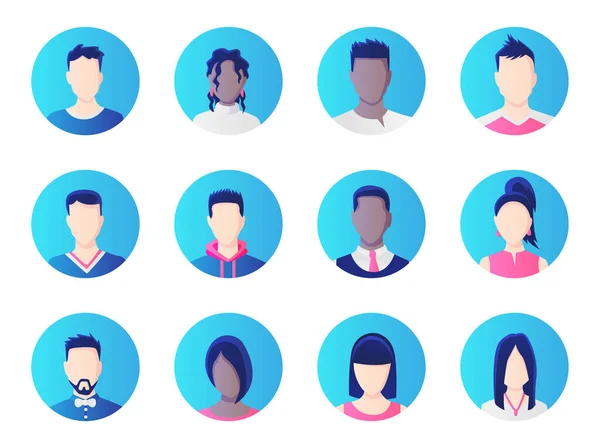 Avatar prêt. Groupe de personnes travaillant diversité, divers hommes d'affaires et femmes avatar icônes. Illustration vectorielle de personnages de design plat . — Image vectorielle