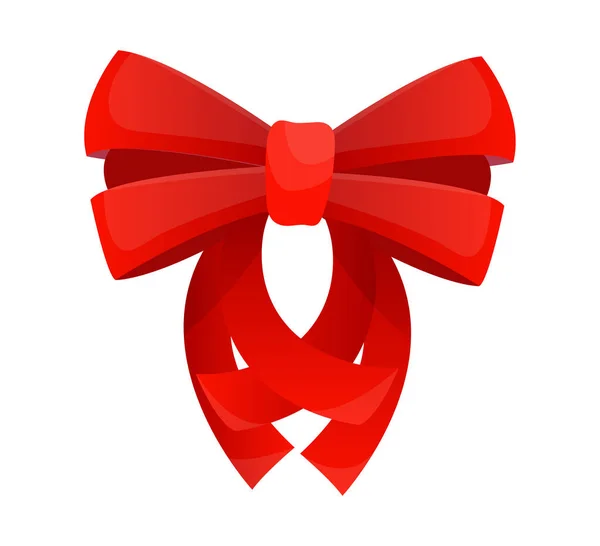 Red bow. Vector illustration on white background. Can be use for decoration gifts, greetings, holidays, etc. — Stock Vector