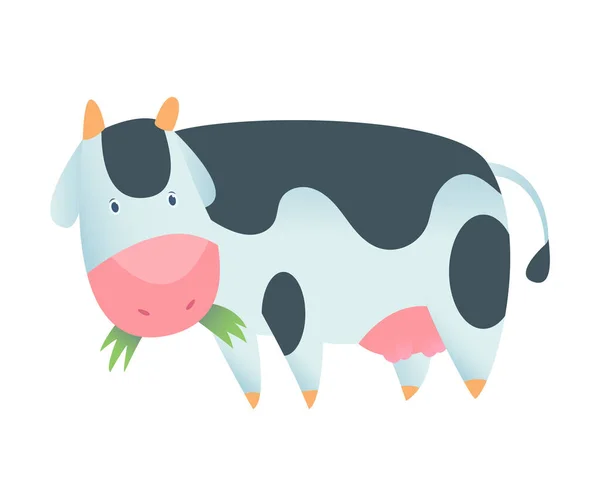 Χαριτωμένο αγελάδα στην επίπεδη στυλ που απομονώνονται σε λευκό φόντο. Εικονογράφηση διάνυσμα. Κινούμενα σχέδια αγελάδα. — Διανυσματικό Αρχείο