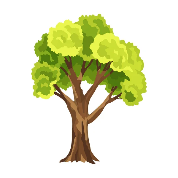 Yeşil yapraklı ağaç. Soyut şekillendirilmiş ağaç. Suluboya yaprakları. Doğal illüstrasyon — Stok Vektör