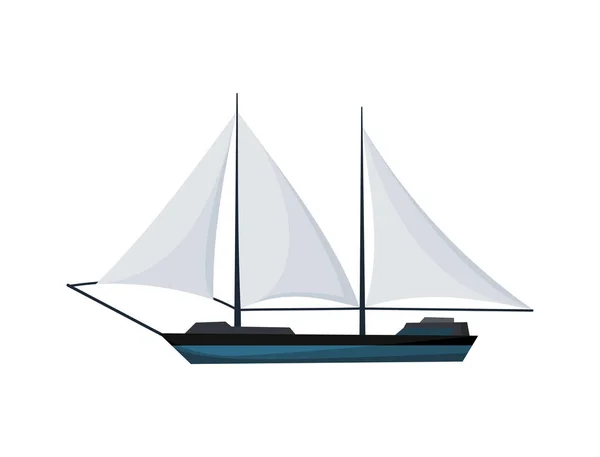 Jachtzeilboot of zeilschip, zeilboot marine. Cruise reisbureau. Vectorpictogram — Stockvector