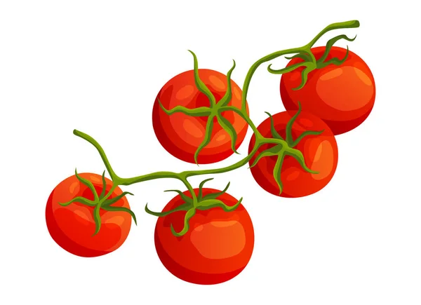 Tomate chery. Tomate rojo fresco sano hecho en estilo plano. Comida vegetariana. Hortalizas de la granja. Comida ecológica. Ilustración vectorial del tomate — Vector de stock