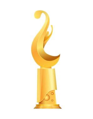 Ödül ya da kupa. Zafer spor ödülleri birinci sırada, altın kupa illüstrasyonunu kazandı. En iyi yarışma başarısı. Dalga şekilli ödüller