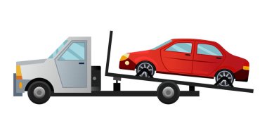 Çekici. Bozuk arabası olan havalı bir çekici. Hasarlı ya da hurdaya çıkmış arabası olan yol onarım servisi aracı