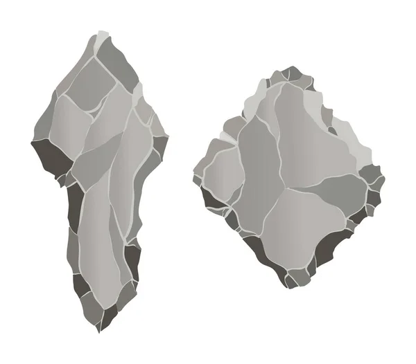 Elemento de juego de piedra. Elemento ui de roca de dibujos animados para el diseño del juego aislado en blanco. Botones de interfaz Rock — Vector de stock