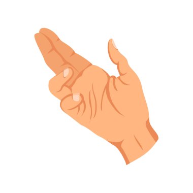 Kadın el işareti. İnsan parmağı işareti. İşaret dili. İzole vektör illüstrasyonu