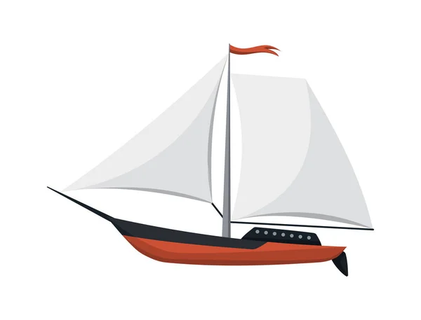 Hajó vitorlás vagy vitorlás hajó, vitorlás tengerészgyalogos. Utazó társaság. A vektor ikonja — Stock Vector