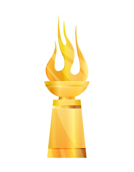 Auszeichnung oder Pokal. Triumph Sportpreise auf dem ersten Platz, Siegertrophäe Goldpokal Illustration. Beste Wettbewerbsleistung. Auszeichnungen mit Feuerform — Stockvektor