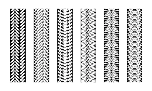 Szerkeszthető keréknyomok textúra. Gyűjtse össze varrat nélküli gumiabroncs minta. Részletes nyomkövető kép. Gumiabroncs-lenyomatok — Stock Vector