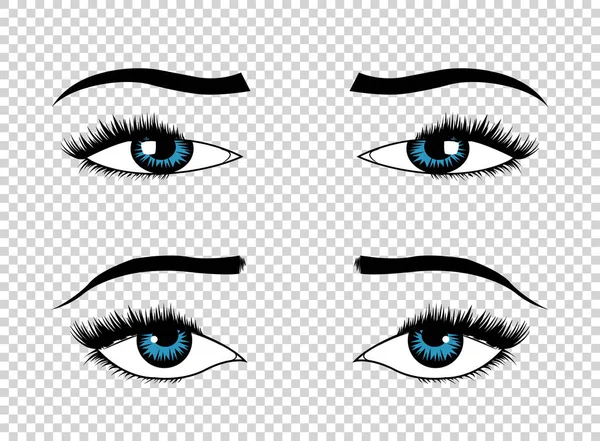 Vector eyes. Hand drawn female luxury eye with perfectly shaped eyebrows and full eyelashes. The perfect look. Health glamour design — Stock Vector