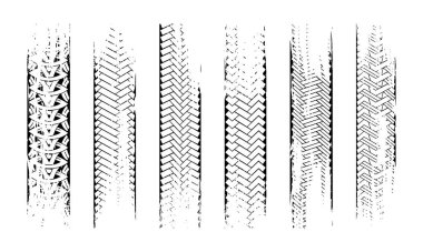 Grunge lastik izleri. Koleksiyon kusursuz lastik deseni. Ayrıntılı izler koruyucu görüntü. Vektör illüstrasyonu