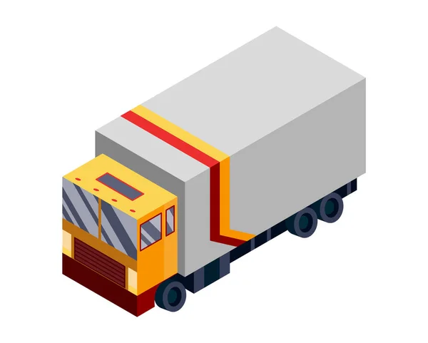 Isometrische Logistik. Transport isometrisches Element. LKW beladen. Fahrzeug zur Beförderung großer Mengen von Gütern — Stockvektor