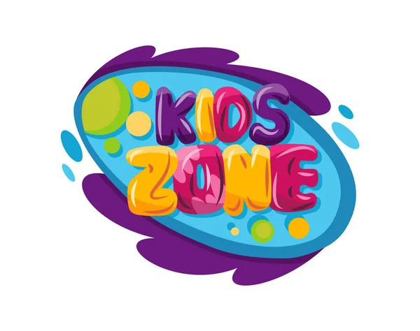 Kinderen zone. Speeltuin speelkamer of centrum embleem. Speelkamer banner voor kinderen speelzone. Een poster van een kinderkamp. Speelgoed leuke speelzone, spelletjes partij en speeltuin poster — Stockvector