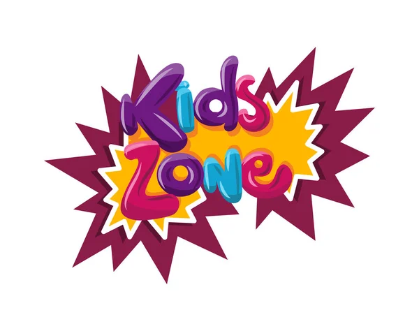 Kids zone. Kinderspielplatz Spielzimmer oder Zentrum Emblem. Spielzimmer Banner für Kinder Spielbereich. Kinderunterhaltungsplakat. Spielzeug Spaß Spielzone, Spiele Party und Spielplatz Plakat — Stockvektor